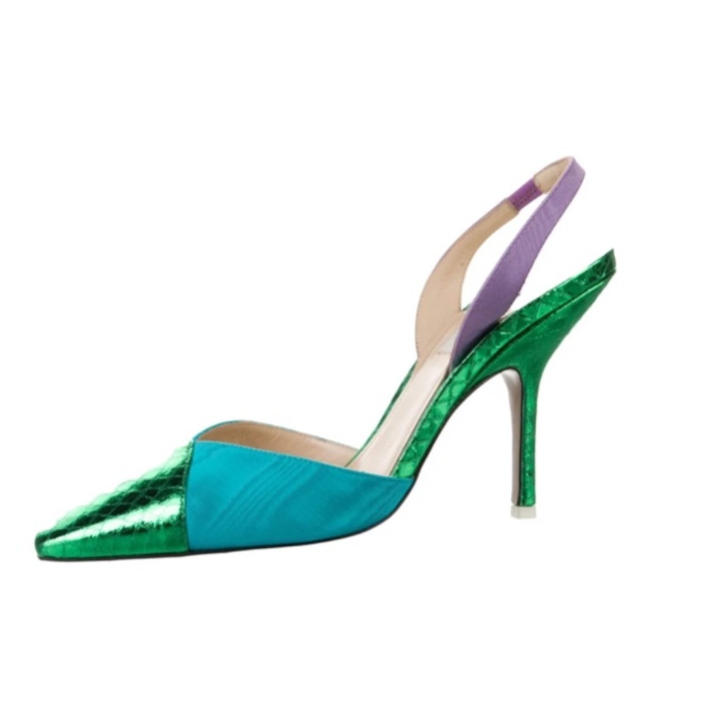 Attico Leather Colorblock Pattern Slingback Pumps Size 36 - Picture 4 of 9